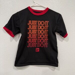 Nike Kids TShirt Black Red Just Do It Graphic Tee Size 6